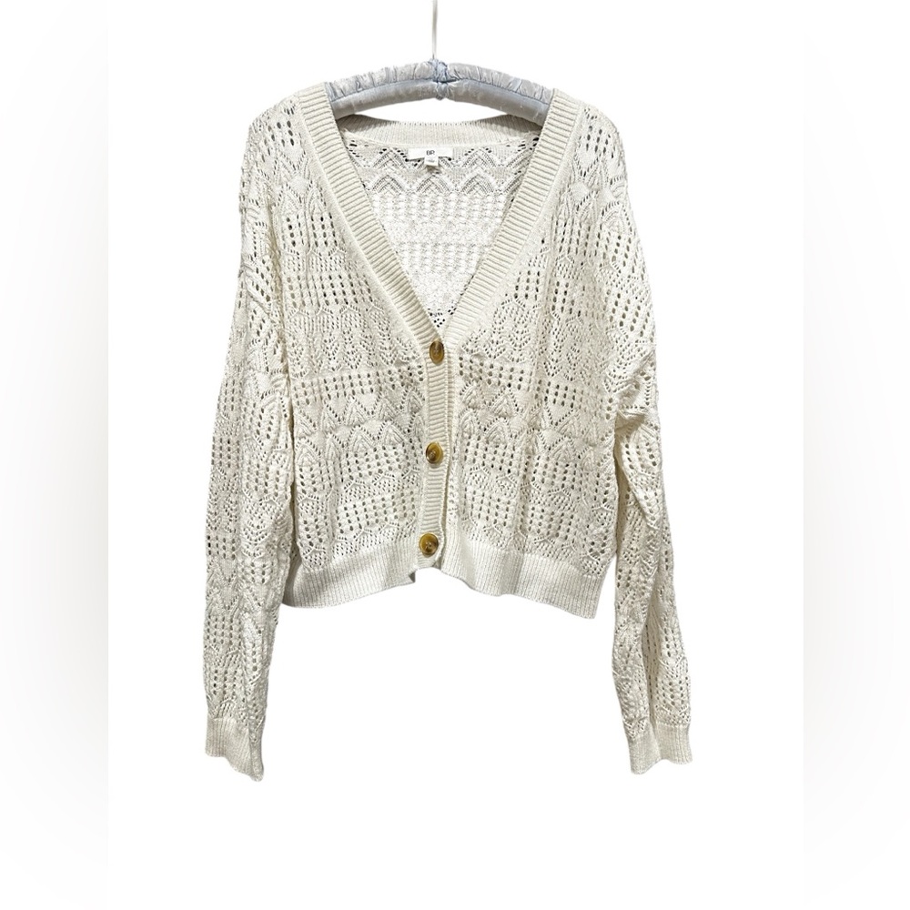 BP Nordstrom Cream cropped cardigan, excellent condition, size 1X open weave